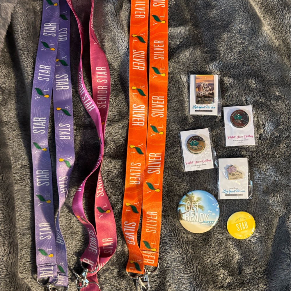 Older Young Living Convention Lanyards - Star,Senior Star,Silver and pins